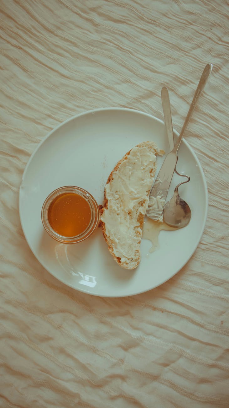 Ricotta toast with honey and flaky salt on sourdough